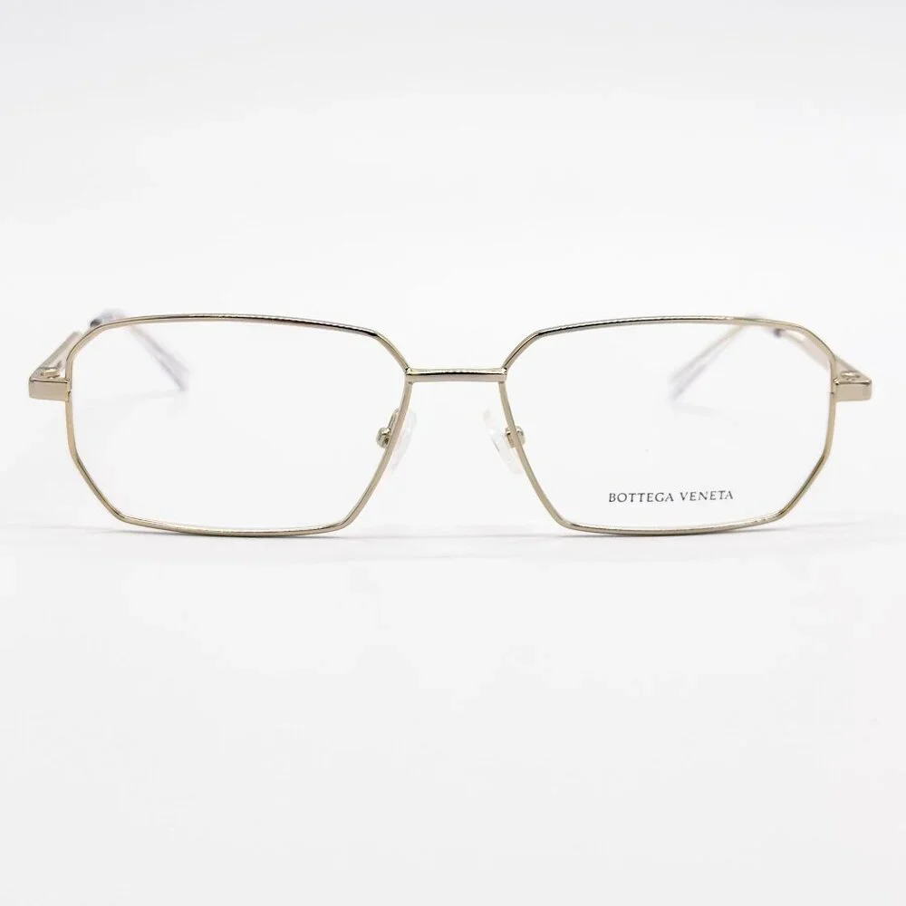 NEW BOTTEGA VENETA EYEGLASSES BV1073O 002 SQUARE GOLD UNISEX EYEWEAR
